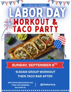 Labor Day Workout & Taco Party event flyer